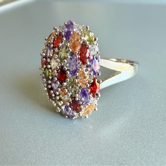 🎊 Multi Gemstones Confetti Sterling Silver Rings 💍 ASK FOR PRICES ‼️ - Picture 5 of 17